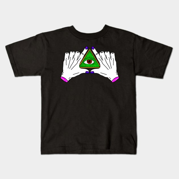 Illuminati Skeleton All-seeing eye Kids T-Shirt by heidiki.png